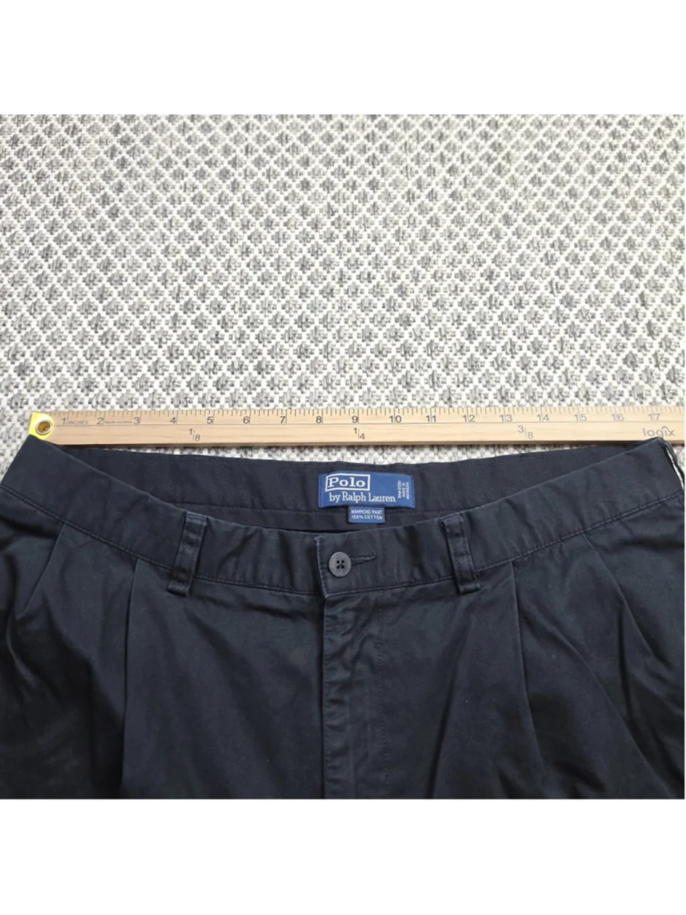 Vintage Polo Ralph Lauren Hammond Pants 36x30 Black Double Pleated Chino 90s